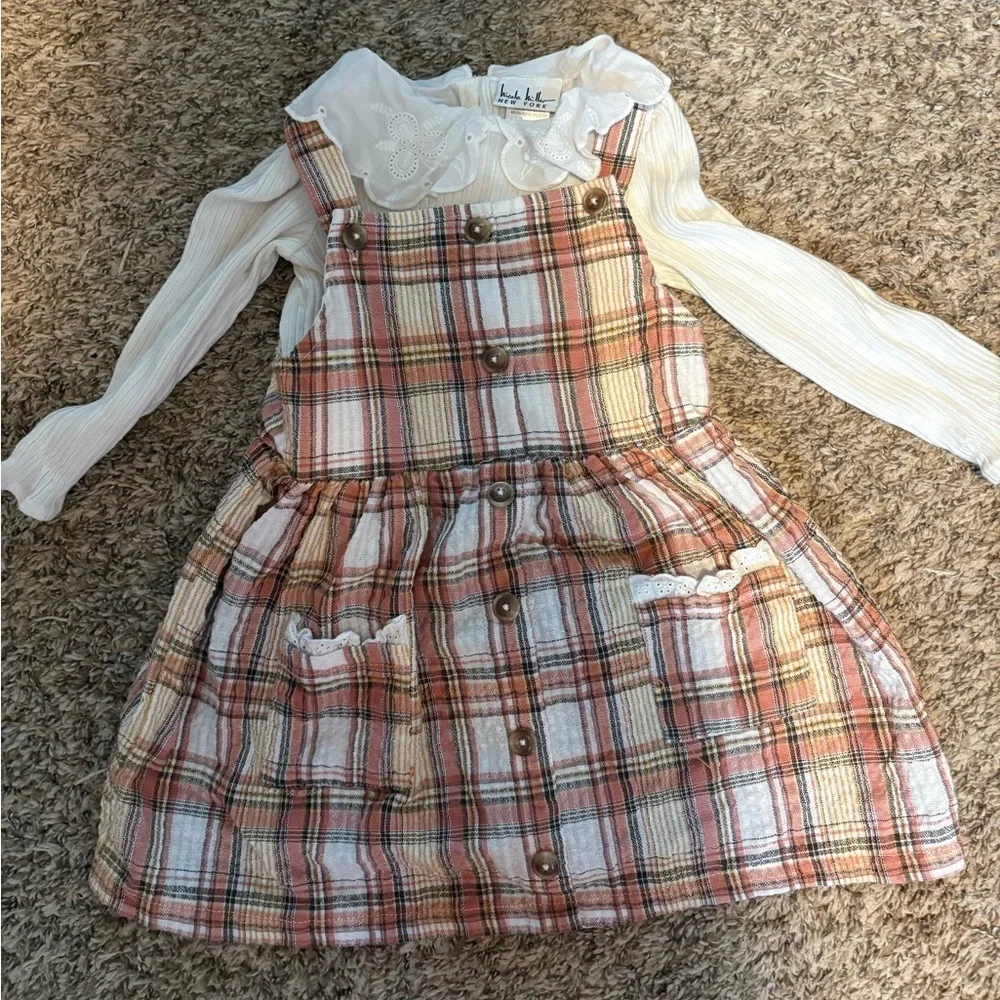 Nicole Miller Toddler / girls Plaid Dress with Cream Top - Picture 1 of 9
